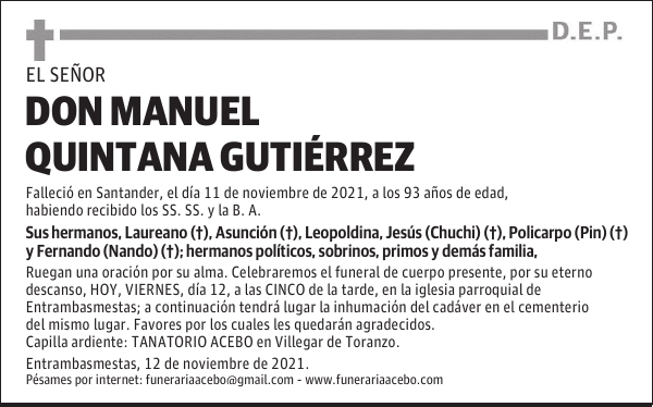 DON MANUEL QUINTANA GUTIÉRREZ