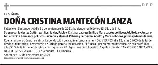DOÑA CRISTINA MANTECÓN LANZA