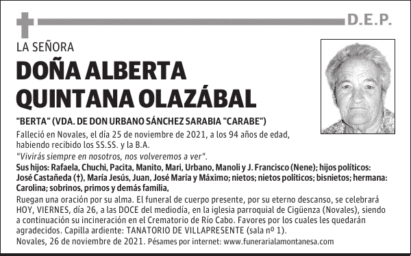 DOÑA ALBERTA QUINTANA OLAZÁBAL