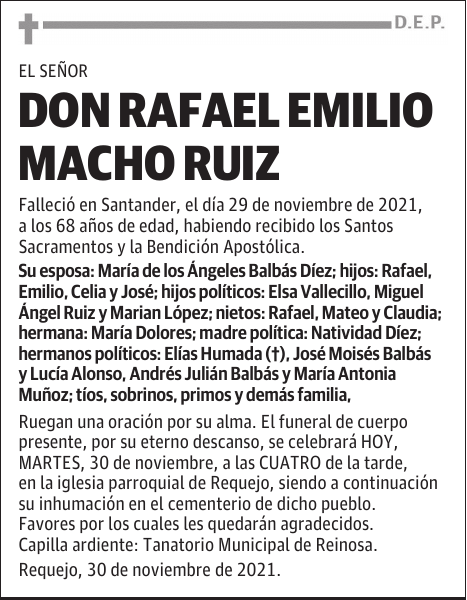 DON RAFAEL EMILIO MACHO RUIZ