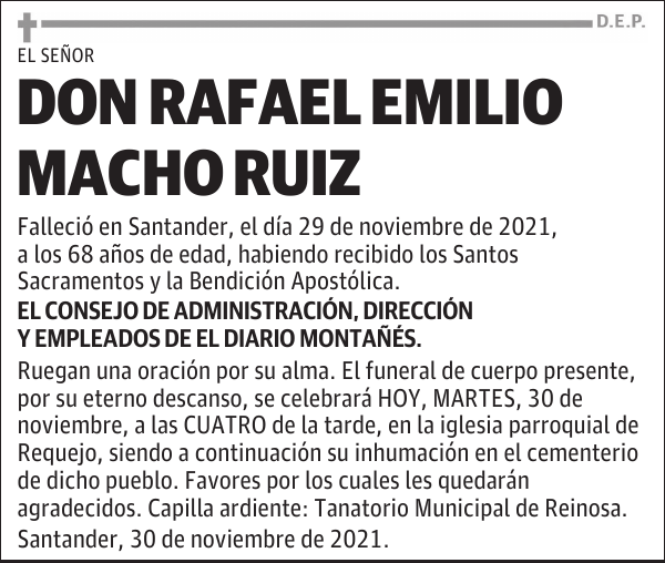 DON RAFAEL EMILIO MACHO RUIZ