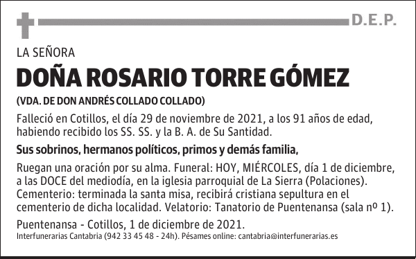 DOÑA ROSARIO TORRE GÓMEZ