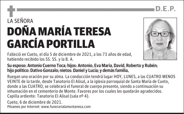 DOÑA MARÍA TERESA GARCÍA PORTILLA