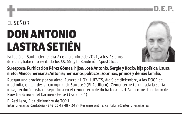 DON ANTONIO LASTRA SETIÉN