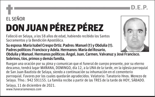 DON JUAN PÉREZ PÉREZ