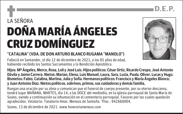 DOÑA MARÍA ÁNGELES CRUZ DOMÍNGUEZ