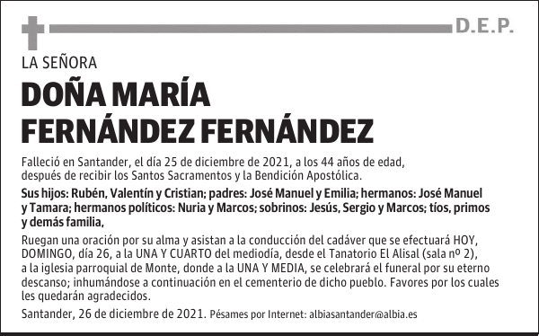 DOÑA MARÍA FERNÁNDEZ FERNÁNDEZ