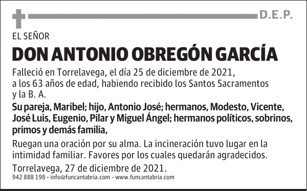 DON ANTONIO OBREGÓN GARCÍA