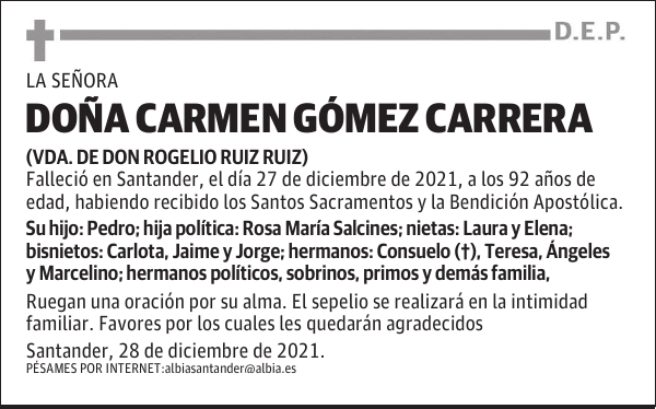 DOÑA CARMEN GÓMEZ CARRERA