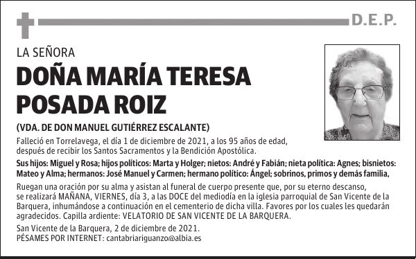 DOÑA MARÍA TERESA POSADA ROIZ