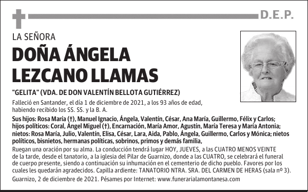 DOÑA ÁNGELA LEZCANO LLAMAS