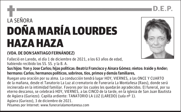 DOÑA MARÍA LOURDES HAZA HAZA