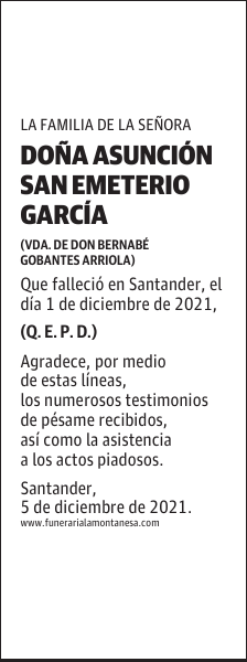 DOÑA ASUNCIÓN SAN EMETERIO GARCÍA