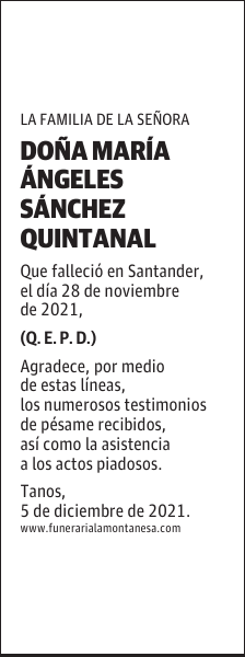 DOÑA MARÍA ÁNGELES SÁNCHEZ QUINTANAL
