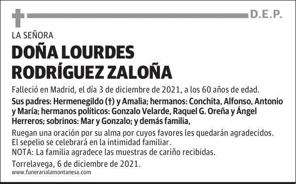 DOÑA LOURDES RODRÍGUEZ ZALOÑA