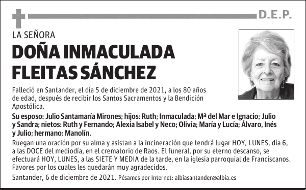 DOÑA INMACULADA FLEITAS SÁNCHEZ