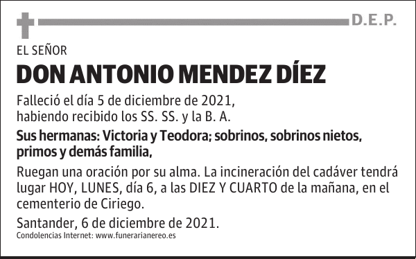 DON ANTONIO MENDEZ DÍEZ