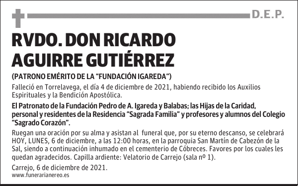 RVDO. DON RICARDO AGUIRRE GUTIÉRREZ