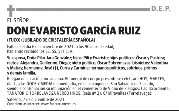 DON EVARISTO GARCÍA RUIZ