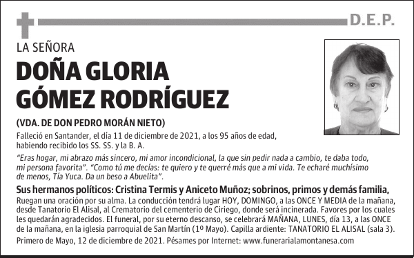 DOÑA GLORIA GÓMEZ RODRÍGUEZ