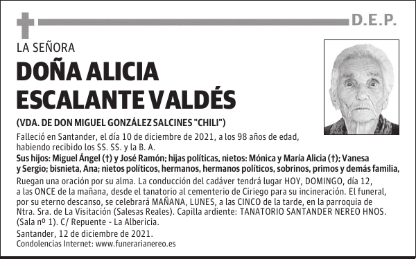 DOÑA ALICIA ESCALANTE VALDÉS
