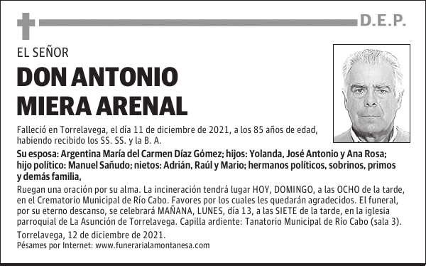 DON ANTONIO MIERA ARENAL