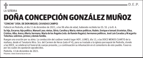 DOÑA CONCEPCIÓN GONZÁLEZ MUÑOZ
