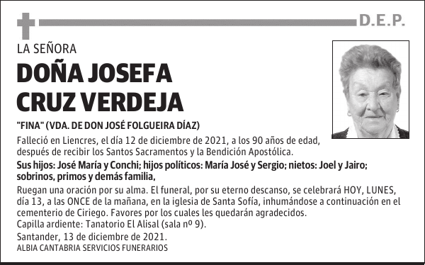 DOÑA JOSEFA CRUZ VERDEJA