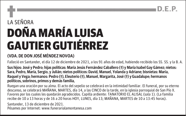 DOÑA MARÍA LUISA GAUTIER GUTIÉRREZ