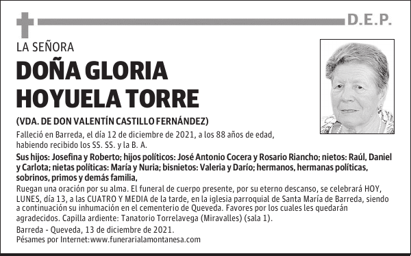 DOÑA GLORIA HOYUELA TORRE