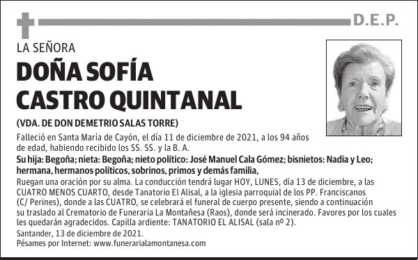 DOÑA SOFÍA CASTRO QUINTANAL