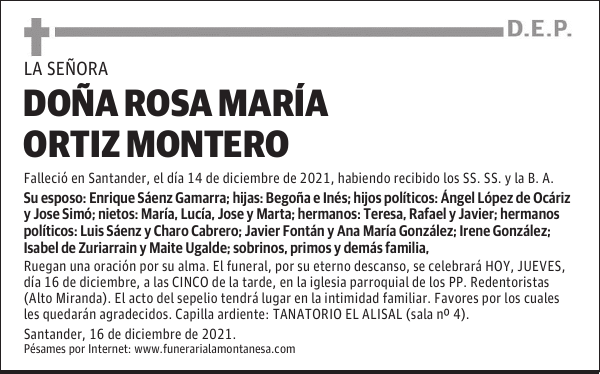 DOÑA ROSA MARÍA ORTIZ MONTERO