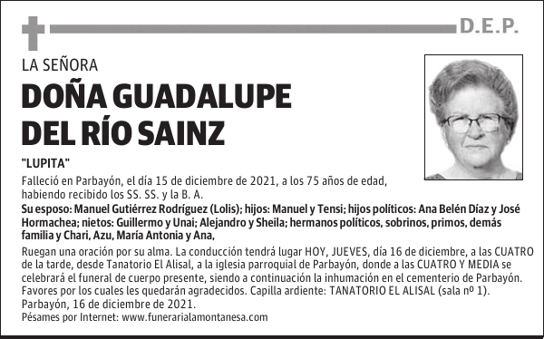 DOÑA GUADALUPE DEL RÍO SAINZ