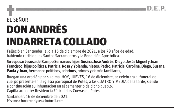 DON ANDRÉS INDARRETA COLLADO