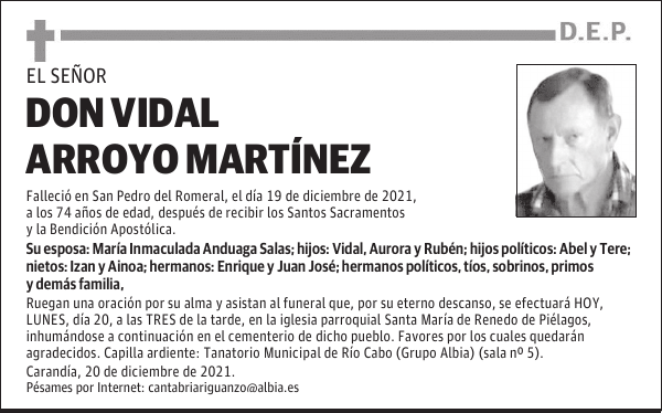 DON VIDAL ARROYO MARTÍNEZ