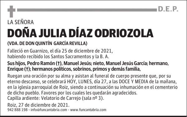 DOÑA JULIA DÍAZ ODRIOZOLA