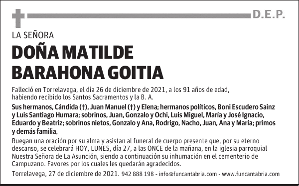 DOÑA MATILDE BARAHONA GOITIA