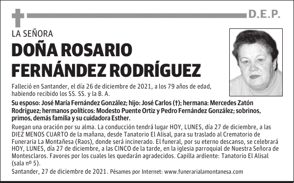 DOÑA ROSARIO FERNÁNDEZ RODRÍGUEZ