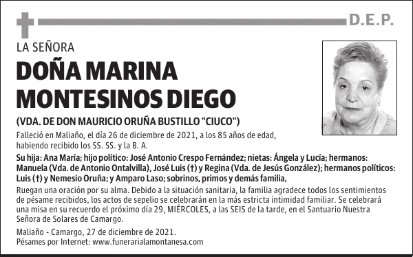 DOÑA MARINA MONTESINOS DIEGO