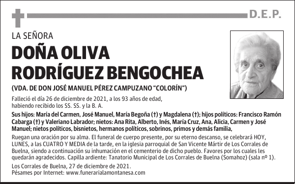 DOÑA OLIVA RODRÍGUEZ BENGOCHEA