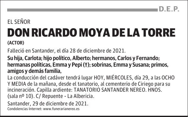 DON RICARDO MOYA DE LA TORRE