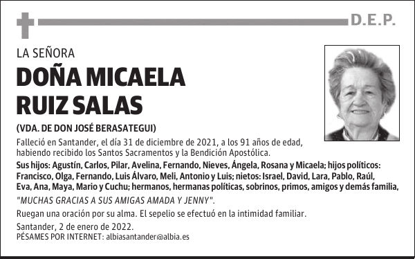 DOÑA MICAELA RUIZ SALAS