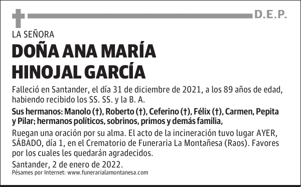 DOÑA ANA MARÍA HINOJAL GARCÍA