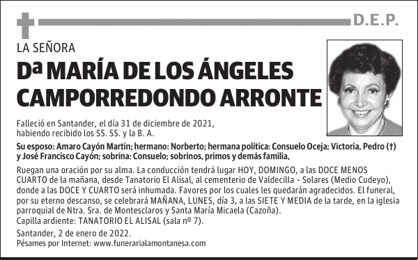 DOÑA MARÍA DE LOS ÁNGELES CAMPORREDONDO ARRONTE