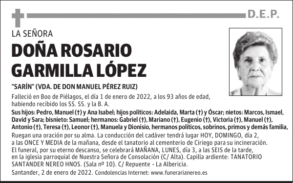 DOÑA ROSARIO GARMILLA LÓPEZ