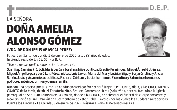 DOÑA AMELIA ALONSO GÓMEZ