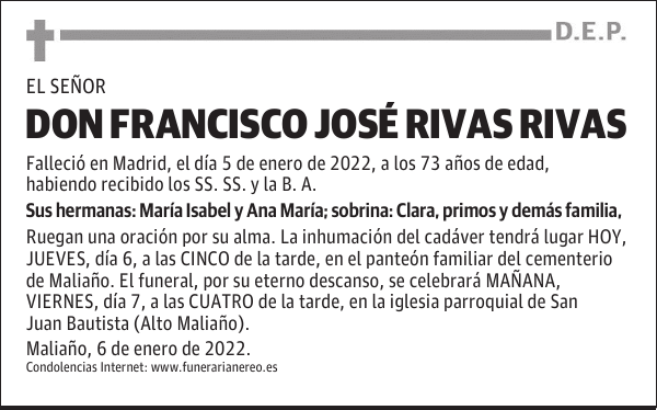DON FRANCISCO JOSÉ RIVAS RIVAS