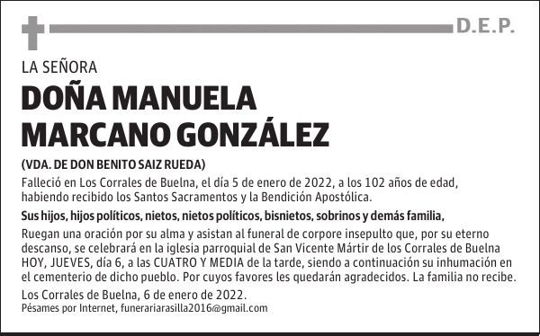 DOÑA MANUELA MARCANO GONZÁLEZ