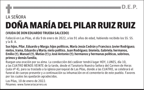 DOÑA MARÍA DEL PILAR RUIZ RUIZ