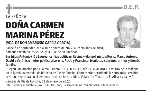 DOÑA CARMEN MARINA PÉREZ